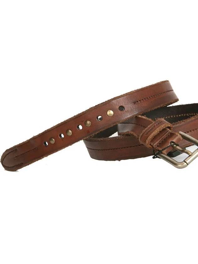 Antique Buckle Stud Leather Belt Brown - DOLCE&GABBANA - BALAAN 5