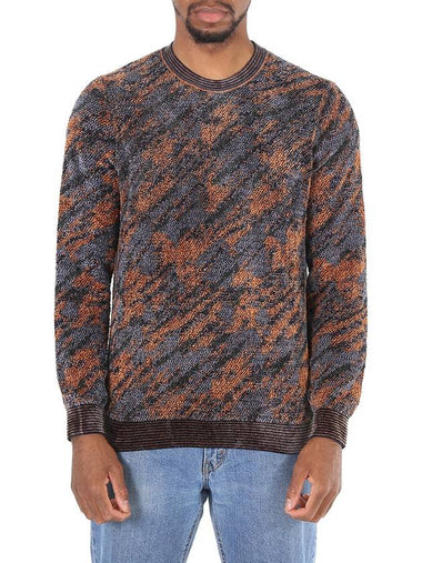 Emporio Armani Men's Blue Multi Colorcamouflage Patterned Jumper , Size Large - EMPORIO ARMANI - BALAAN 1