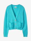 Jewel Button Soft Wool Cardigan Blue - GANNI - BALAAN 2