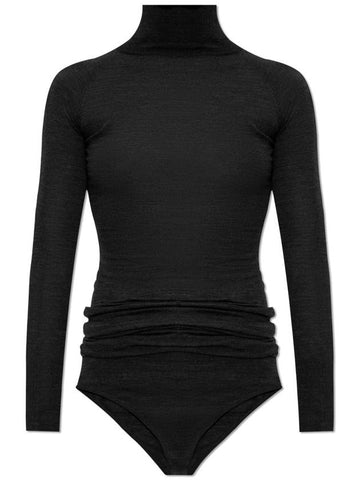 Alaïa Wool Turtleneck Bodysuit, Women's, Black - ALAIA - BALAAN 1