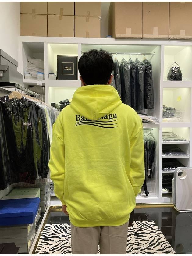 Wave Logo Hoodie Sweatshirt Neon Yellow - BALENCIAGA - BALAAN 4