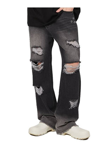 Grunge Destroyed Washed Denim Pants Black - FLAVORISM - BALAAN 1