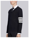 Fine Merino Wool V-Neck Knit Top Navy - THOM BROWNE - BALAAN 2