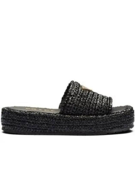 Crochet Flatform Slide Slippers Black - PRADA - BALAAN 2