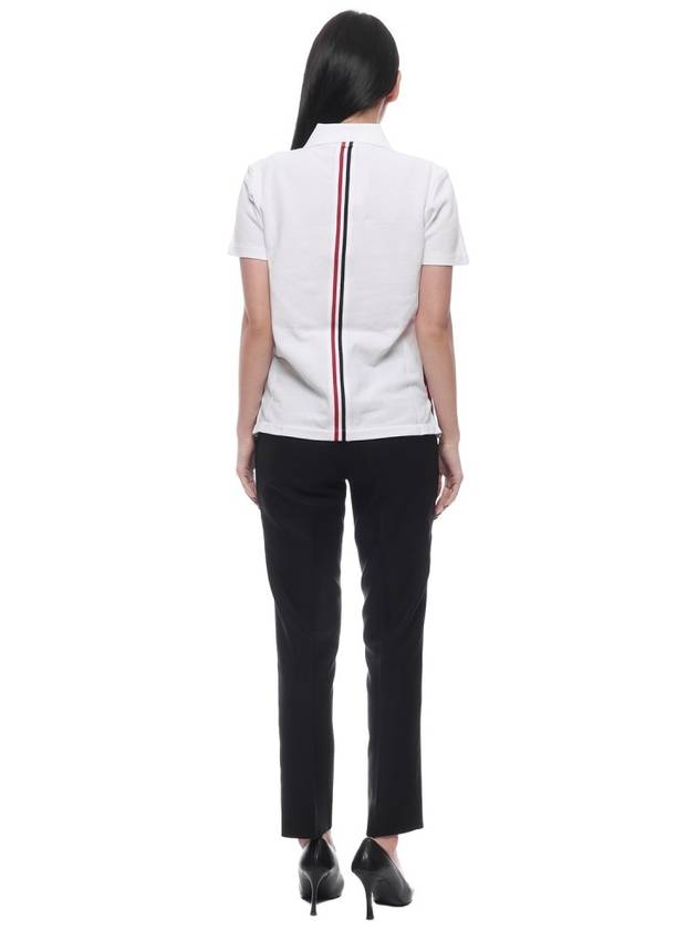 Classic Pique Center Back Stripe Relaxed Fit Short Sleeve Polo Shirt White - THOM BROWNE - BALAAN 6