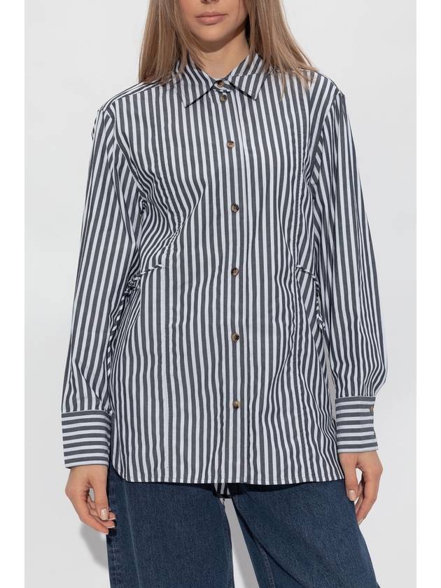 Ganni Shirt With Stripe Pattern, Women's, Black - GANNI - BALAAN 3