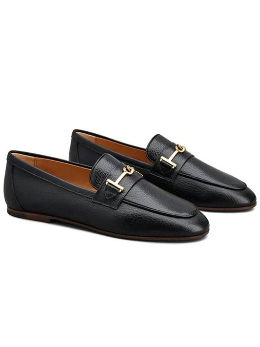 Women's Double T Logo Leather Loafers Black - TOD'S - BALAAN 2