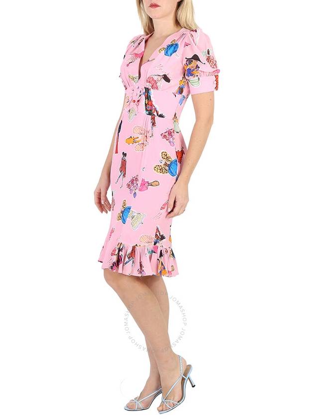 Moschino Ladies Fantasy Print Pink Illustration Print Dress, Brand Size 38 (US Size 4) - MOSCHINO - BALAAN 3