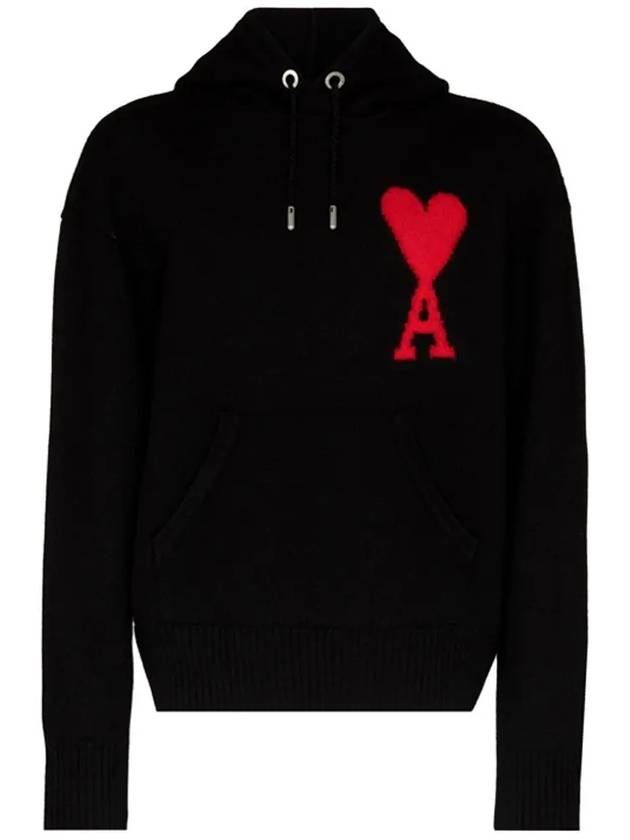 Big Heart Logo Hoodie Black - AMI - BALAAN 3