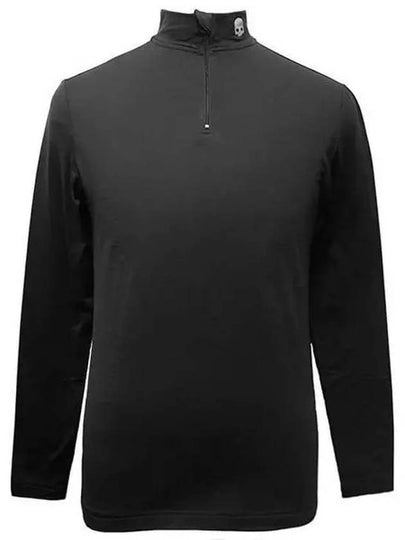 Half Zip Neck Long Sleeve T-Shirt Black - HYDROGEN - BALAAN 2