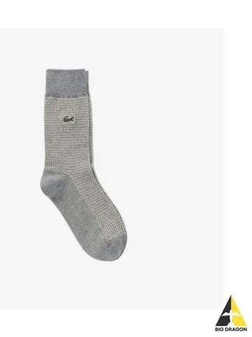 Men s Houndstooth Check Gentleman Socks Melange Gray - LACOSTE - BALAAN 1