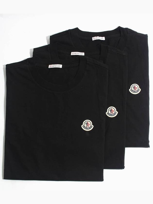 Logo Patch Cotton Short Sleeve T-Shirt 3 Pack Set Black - MONCLER - BALAAN 5