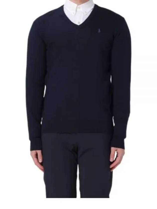 Embroidery Logo V Neck Knit Top Navy - POLO RALPH LAUREN - BALAAN 2