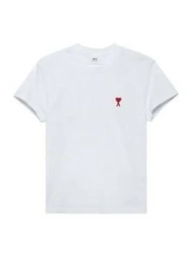 Small Heart Logo Short Sleeve T-Shirt White - AMI - BALAAN 2