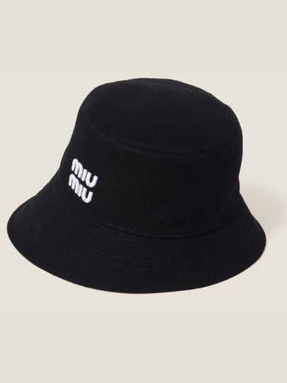 Embroidered Logo Fabric Bucket Hat Black - MIU MIU - BALAAN 2