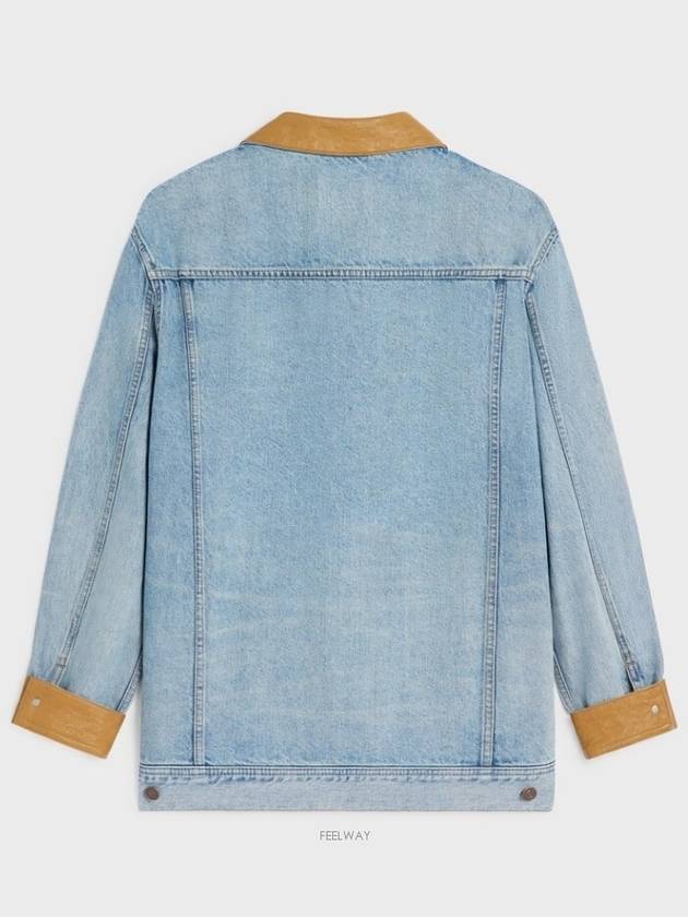 Trucker Oversized Fit Denim Jacket Blue - CELINE - BALAAN 3