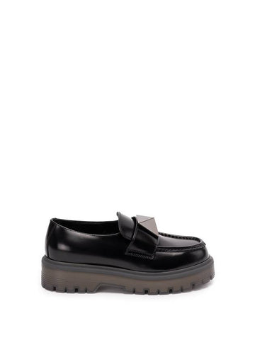 One Stud Leather Loafer Black - VALENTINO - BALAAN 1