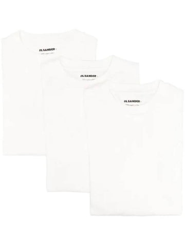 Logo Patch Crew Neck Cotton Long Sleeve T-Shirt White - JIL SANDER - BALAAN 1