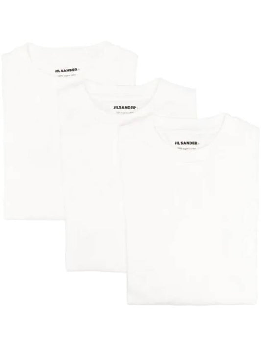 Logo Patch Crew Neck Cotton Long Sleeve T-Shirt White - JIL SANDER - BALAAN 1