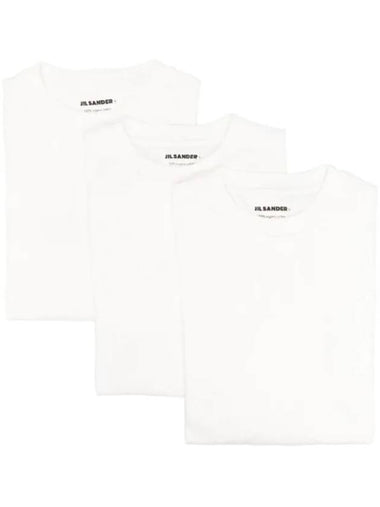 Logo Patch Crew Neck Cotton Long Sleeve T-Shirt White - JIL SANDER - BALAAN 1