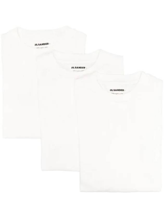 Logo Patch Crew Neck Cotton Long Sleeve T-Shirt White - JIL SANDER - BALAAN 1