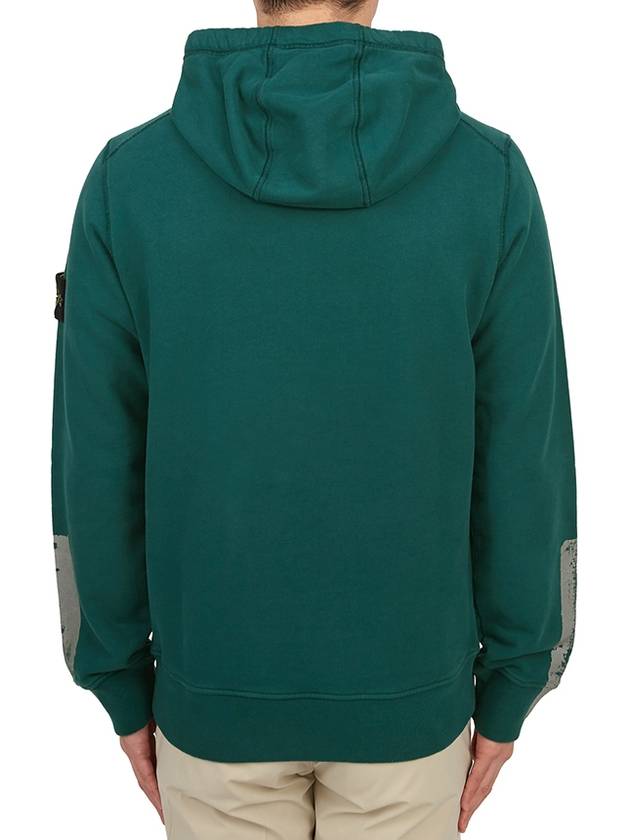 Tape For Print Brushed Cotton Fleece Hoodie Petrol Green - STONE ISLAND - BALAAN 5