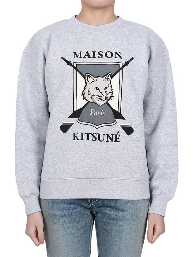 College Fox Print Sweatshirt Light Grey Melange - MAISON KITSUNE - BALAAN 3