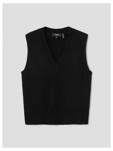 Women s Cashmere V neck Vest Black Domestic Product - THEORY - BALAAN 1