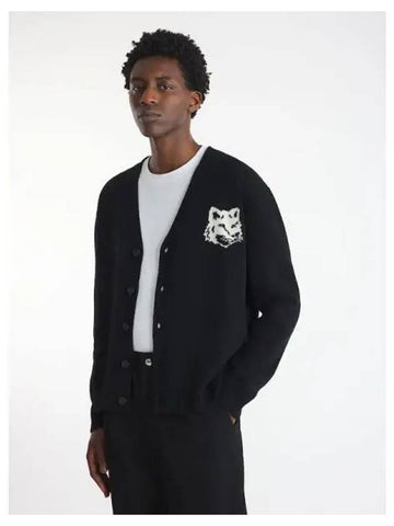 Men s Fox Head Intarsia Comfort Spring Fall Cardigan Black Domestic Product GM0024082339533 - MAISON KITSUNE - BALAAN 1