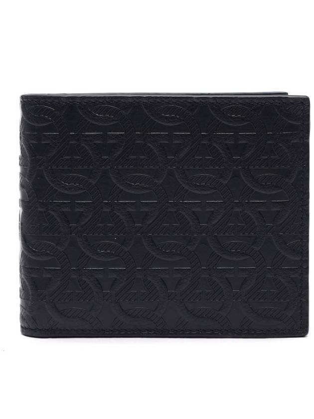 Gancini Motif Half Wallet Black - SALVATORE FERRAGAMO - BALAAN 3