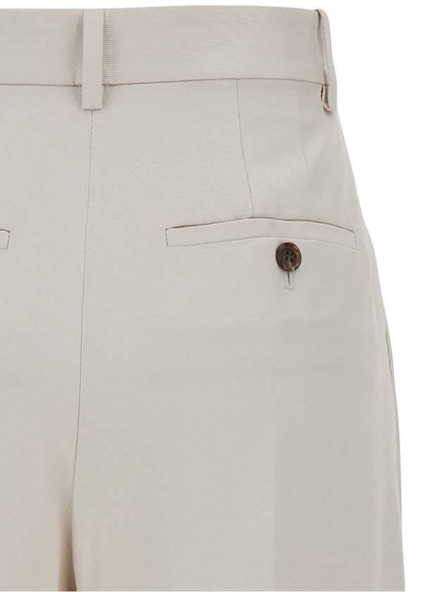 White Pants With Pinces Detail At The Front In Viscose Woman - THEORY - BALAAN 3