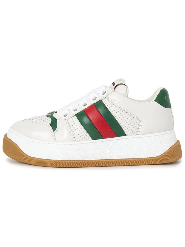 Screener Web Leather Low Top Sneakers White - GUCCI - BALAAN 4