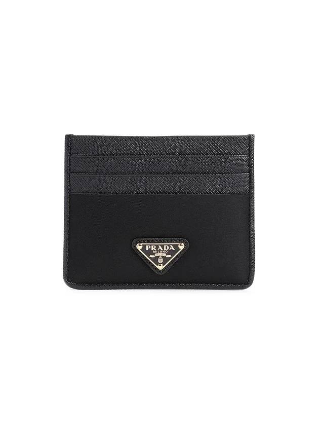 Triangle Logo Saffiano Leather Card Wallet Black - PRADA - BALAAN 2