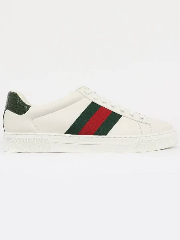 Ace Web Leather Low Top Sneakers White - GUCCI - BALAAN 4