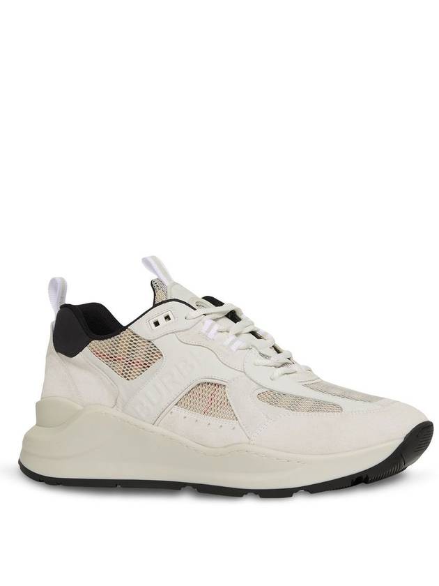 Vintage Check Mesh and Suede Sneakers Archive Beige White - BURBERRY - BALAAN 3