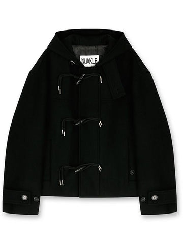 hooded cropped duffel coat black - NUAKLE - BALAAN 1