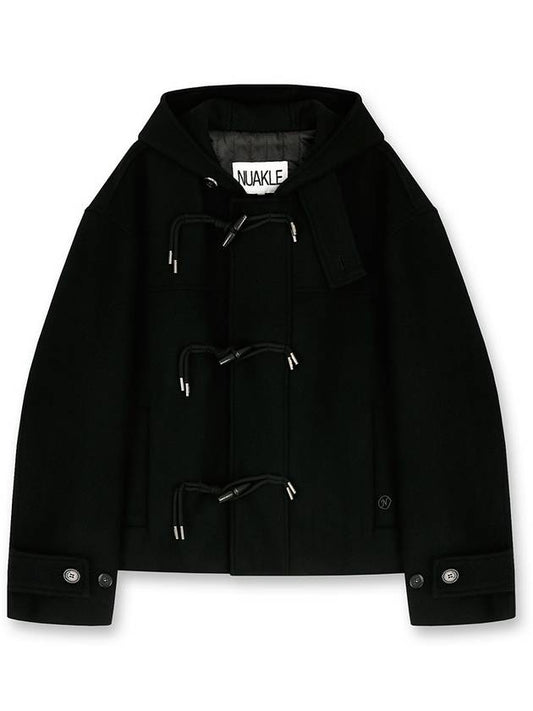 Hooded Cropped Duffel Coat Black - NUAKLE - BALAAN 1