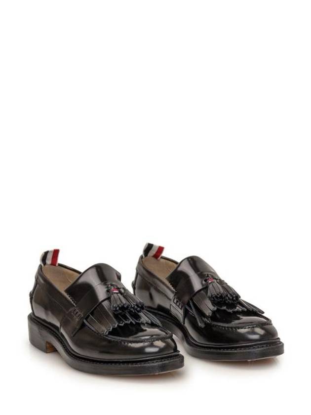 Tassel Trimmed Patent Calf Leather Loafers Black - THOM BROWNE - BALAAN 4