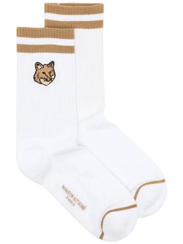 Maison Kitsune Bold Fox Head Ribbed Socks NM06415KT0014P245 - MAISON KITSUNE - BALAAN 1