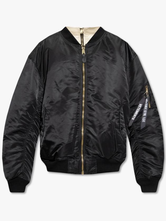 Men's Double Zipper Bomber Jacket Black - VETEMENTS - BALAAN 3