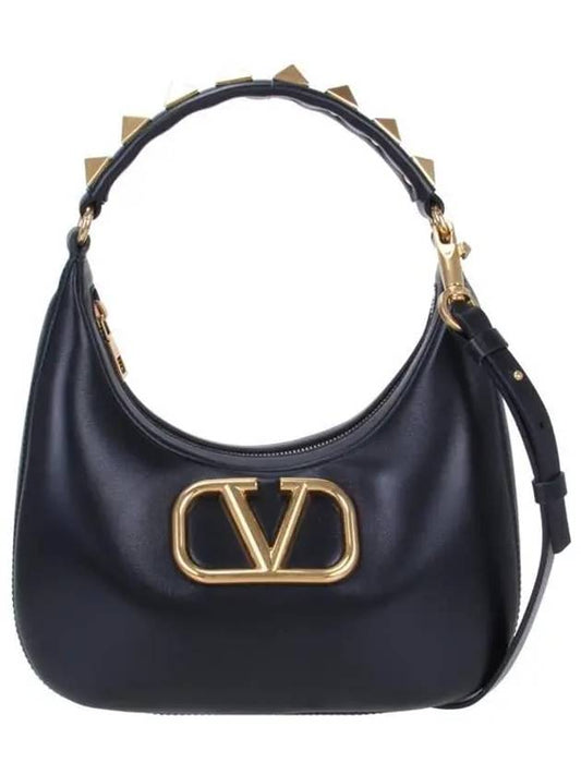 Roman Stud Strap V Logo Shoulder Bag Black - VALENTINO - BALAAN 2