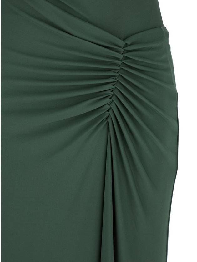 'Acacia' Green Crewneck Sleeveless Long Dress With Ruched Details On The Waist In Rayon Stretch Woman - SIMKHAI - BALAAN 3