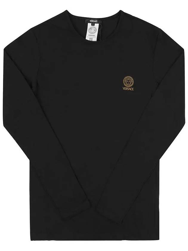 Logo Round Neck Long Sleeve T-Shirt Black - VERSACE - BALAAN 2