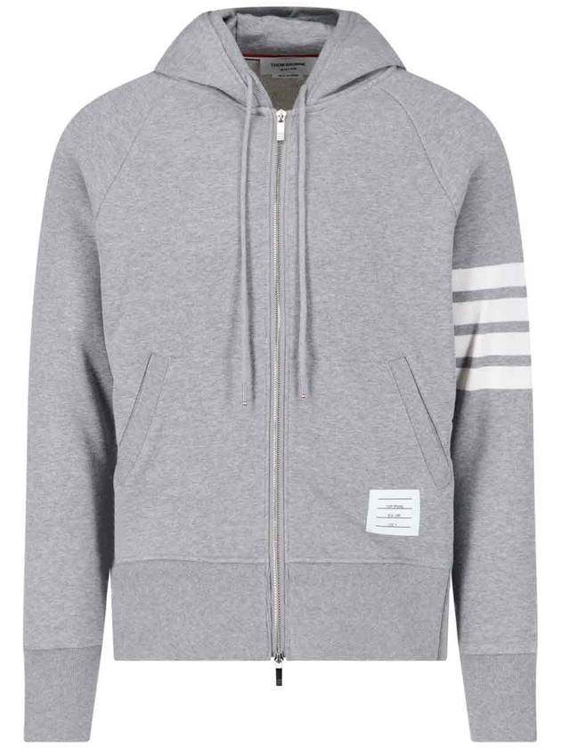 Engineered 4 Bar Diagonal Zip Up Hoodie Light Grey - THOM BROWNE - BALAAN 2