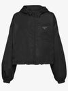 Re-Nylon Crop Hooded Jacket Black - PRADA - BALAAN 2