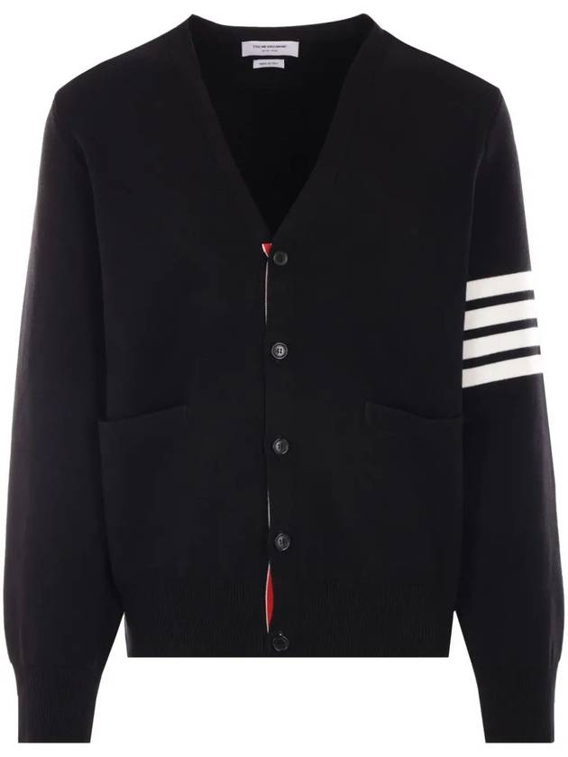 Milano Stitch 4-Bar Cardigan Black - THOM BROWNE - BALAAN 2