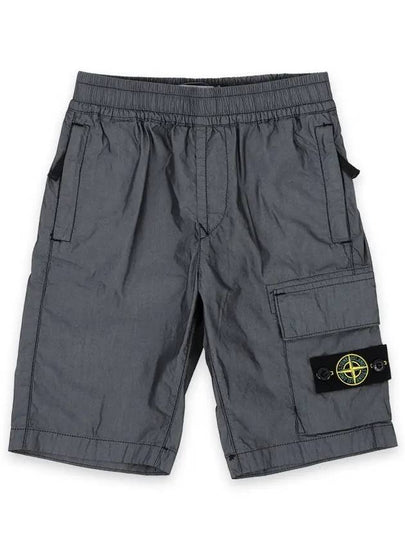 Stone Kids Waffen Patch Cargo Shorts Black 8016L0501 V0029 - STONE ISLAND - BALAAN 2