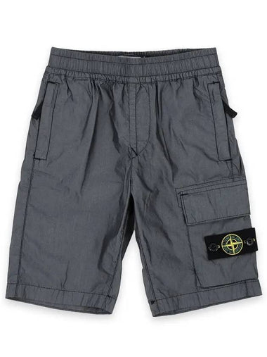 Stone Kids Waffen Patch Cargo Shorts Black 8016L0501 V0029 - STONE ISLAND - BALAAN 1