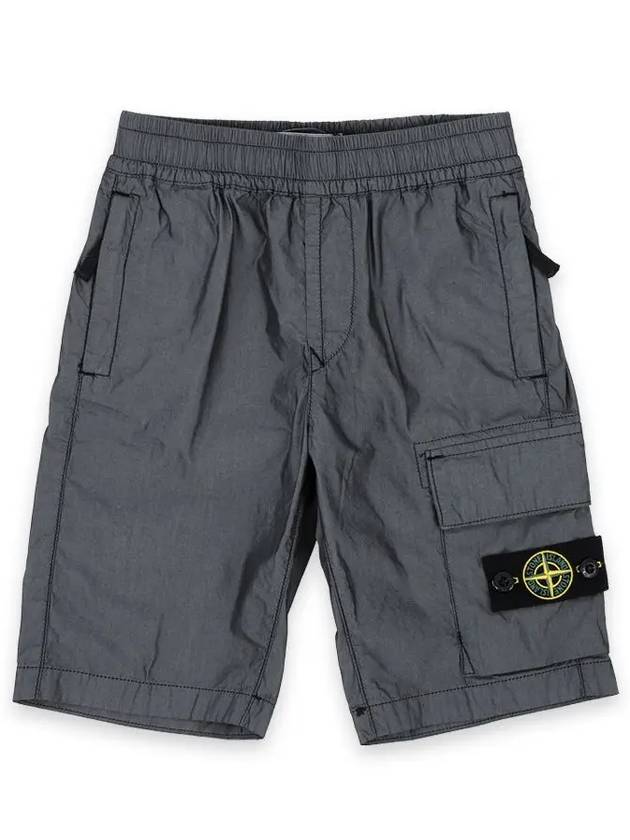 Stone Kids Waffen Patch Cargo Shorts Black 8016L0501 V0029 - STONE ISLAND - BALAAN 1