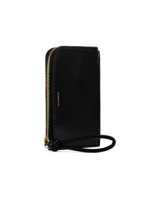 Embossed Logo Leather Envelope Card Wallet Black - JIL SANDER - BALAAN 6